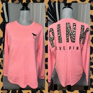 VS PINK Cheetah Print Long Sleeve Sweatshirt Size Small